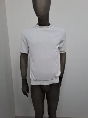 #davidetest T-shirt Biały Beżowe Lamówki